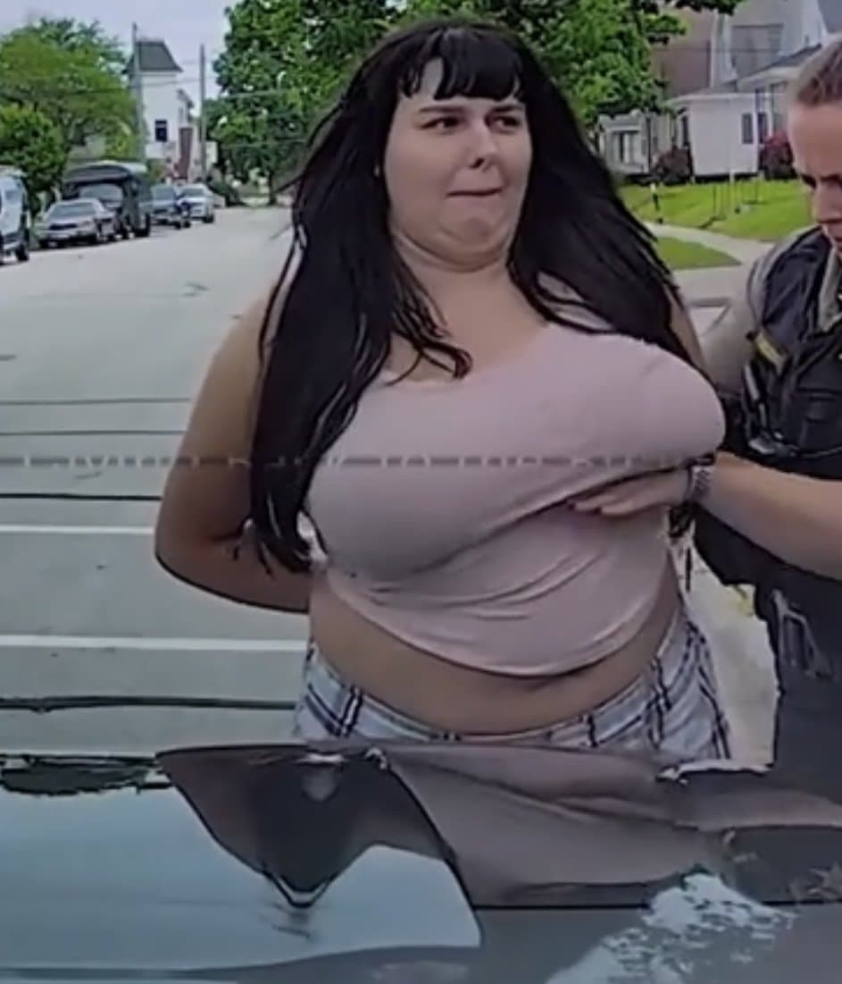 Chick with huge boobs getting arrested