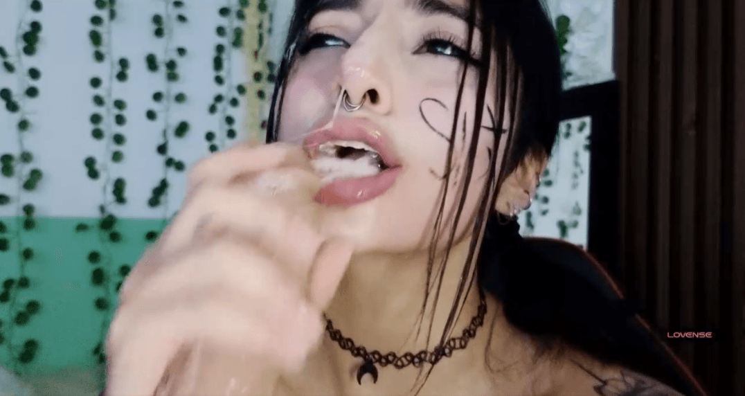 Amateur Latina slut drenched in spit, taking a dildo deep in her throat, slapping her face