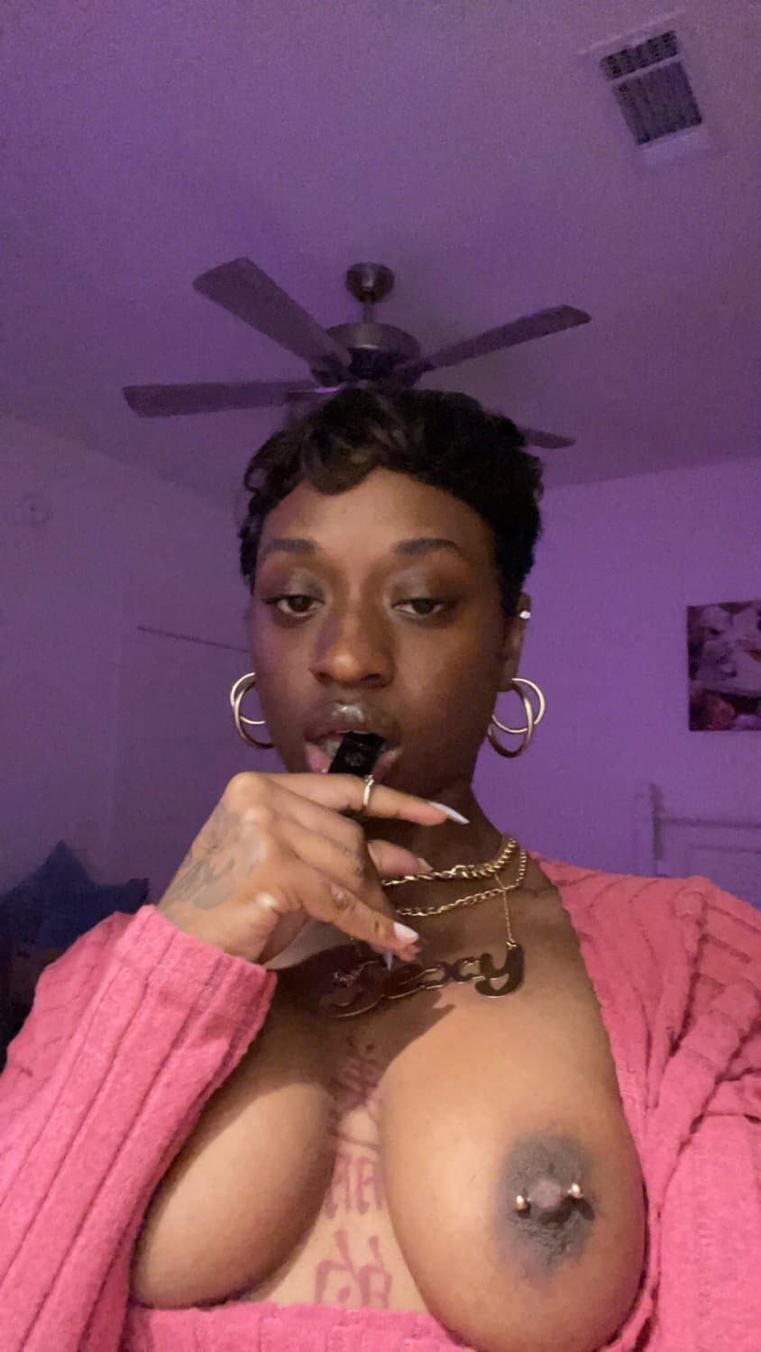 Short hair Ebony Black girl great tits