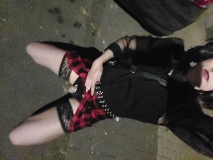 Click to view full size Sissy Slutwalk, locked and plugged. Almost got caught lifting my skirt to take a pic