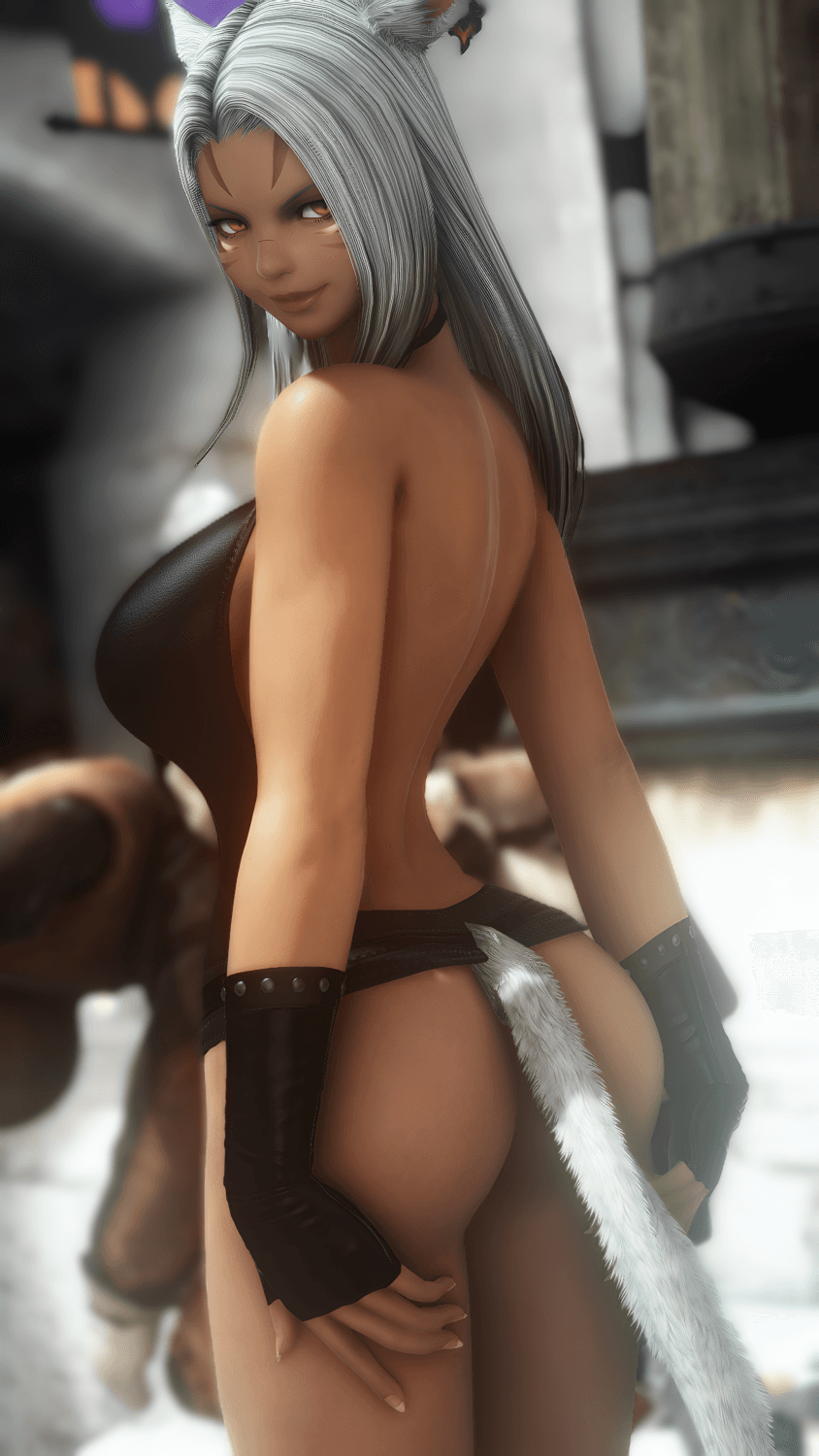 Final Fantasy 14 Online Miqote Catgirl Limsa Lominsa Gangbang