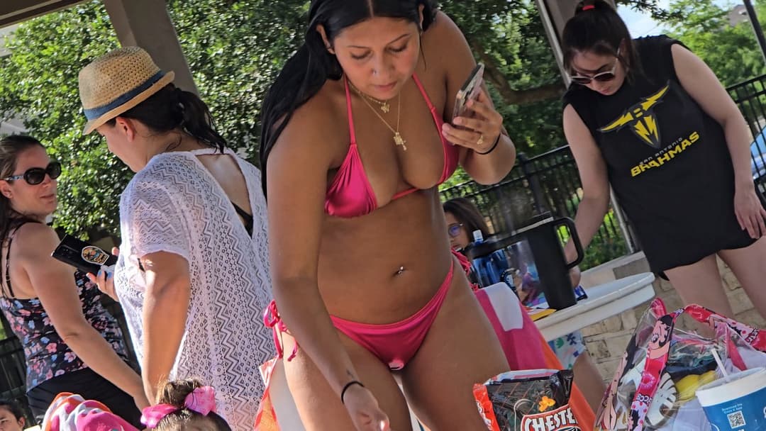 Click to view full size Hot Latina in pink shiny bikini NOT OC