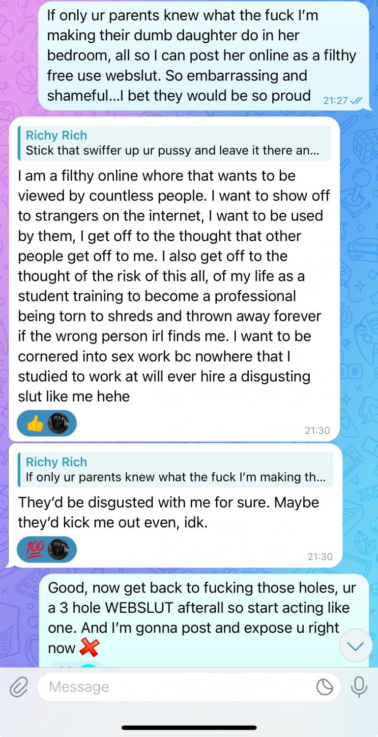 Her parents were home so I made the DUMB WEBSLUT fuck both holes quietly in her bedroom ??