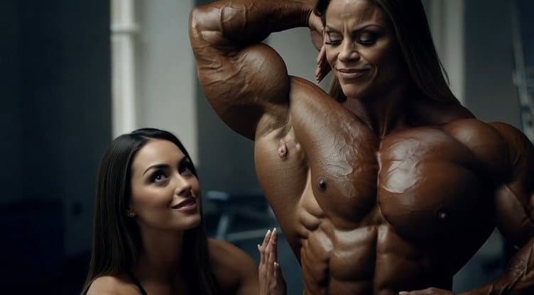 The strong flavour of her naked roided muscles turns every woman into a lesbian