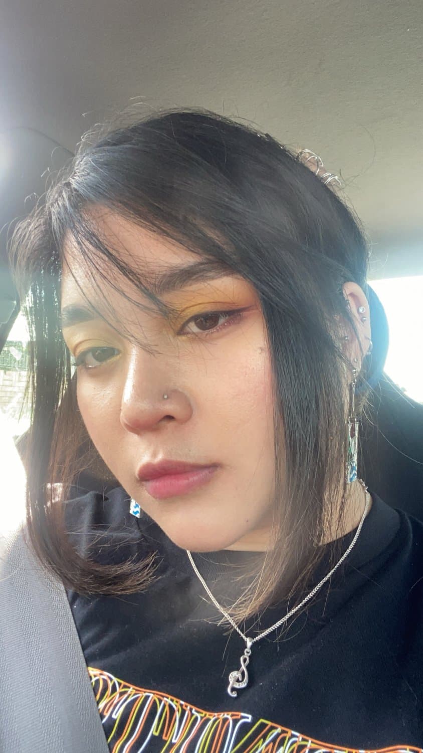 Hot Asian in tight leather pants~