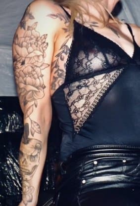 English blonde tattoo biker milf petite tight body hot pants and tight arse loves posing