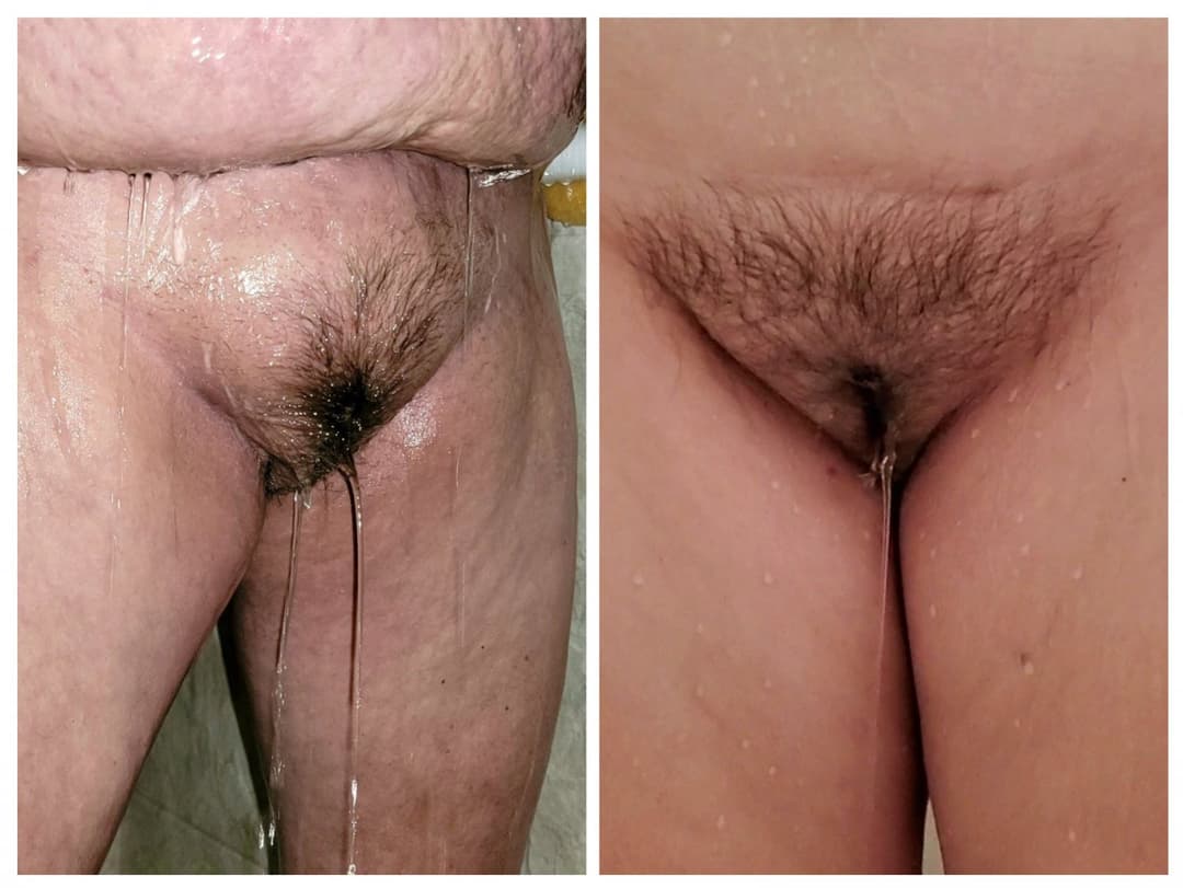 COLLAGE Side by Side Comparison Betty Shower Time