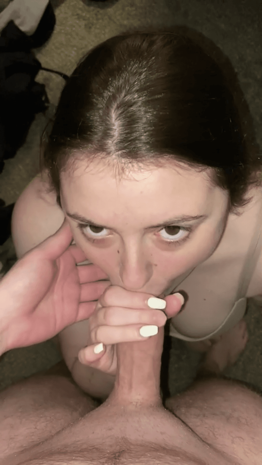 Barely legal amateur 18 yo teen first ever blowjob tongue teasing gag eye contact dm/comment formore