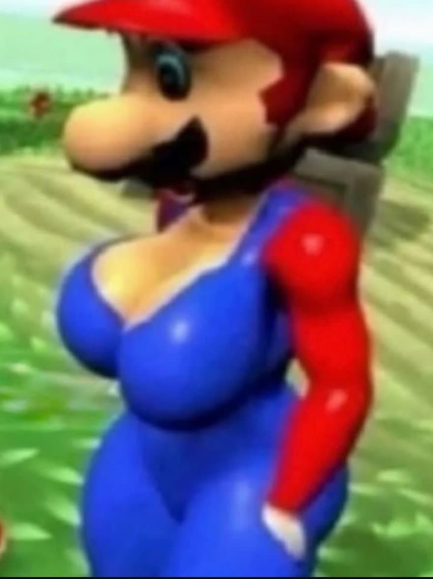 Celebrity Mario with very big boobs and deep cleavage so thicc