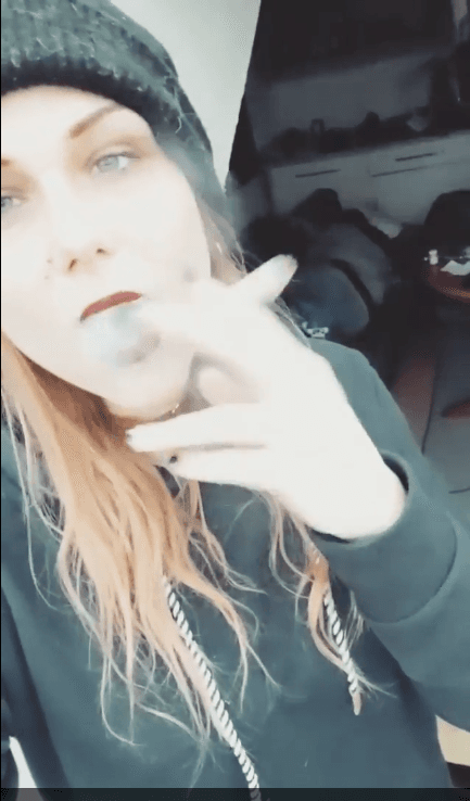 smoking hot emo hipster goth girl fucks the guys in the band. I love when women smile and smoke.