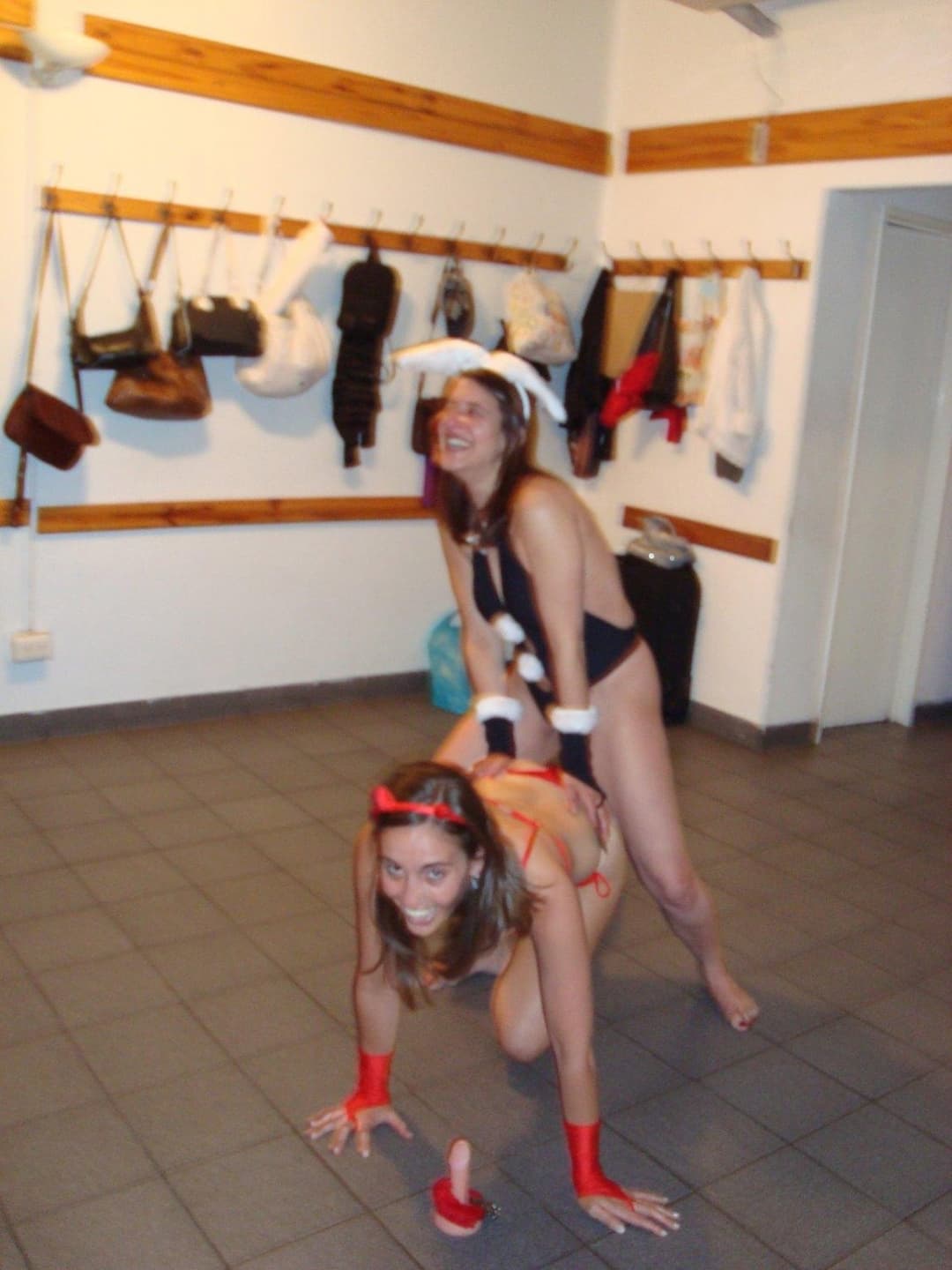 Slutty costume and dildo fun