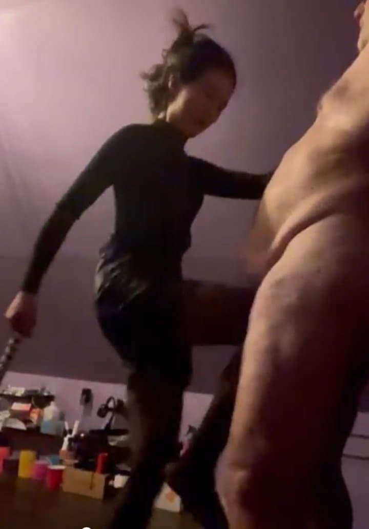 Domina Kio ballbusting me