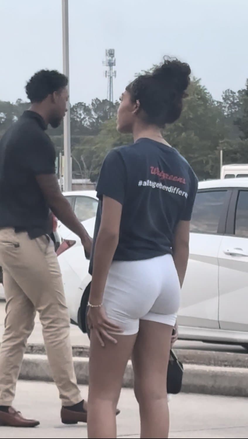 candid cute petite college lightskin little bubble booty in tight white shorts