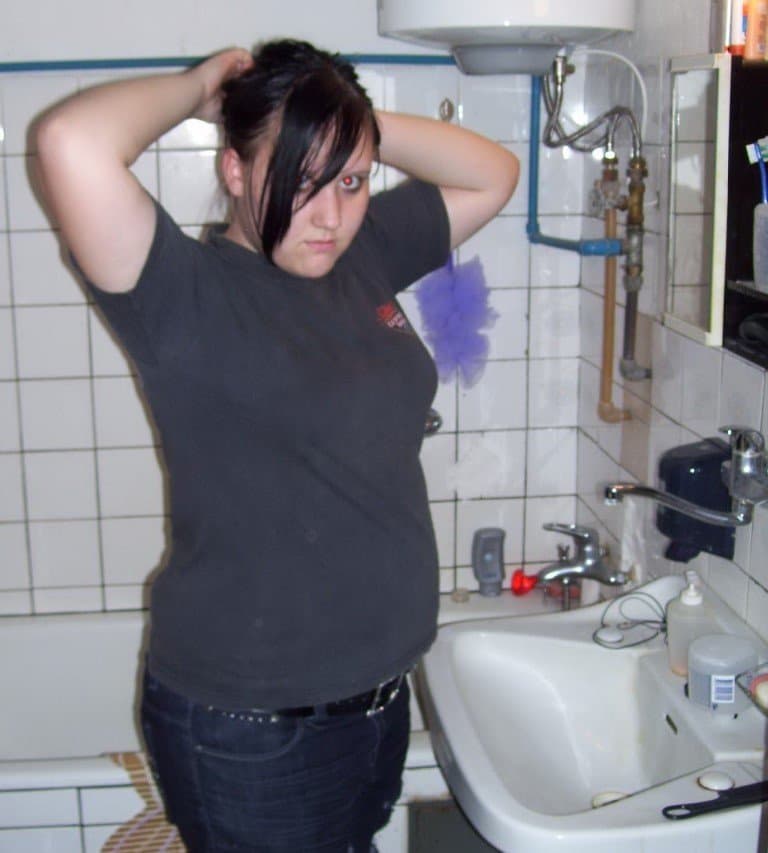 Chubby partner shows us her fat body