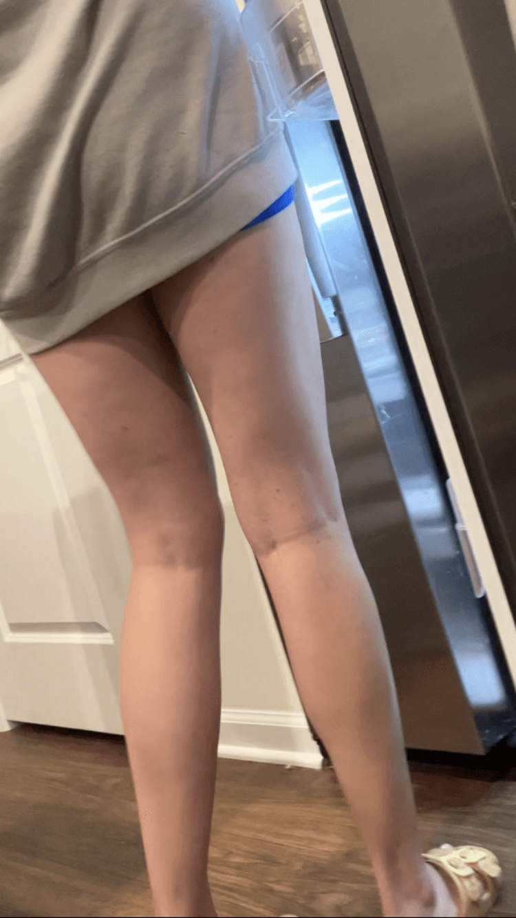 Sister showing camel toe in tight shorts candid