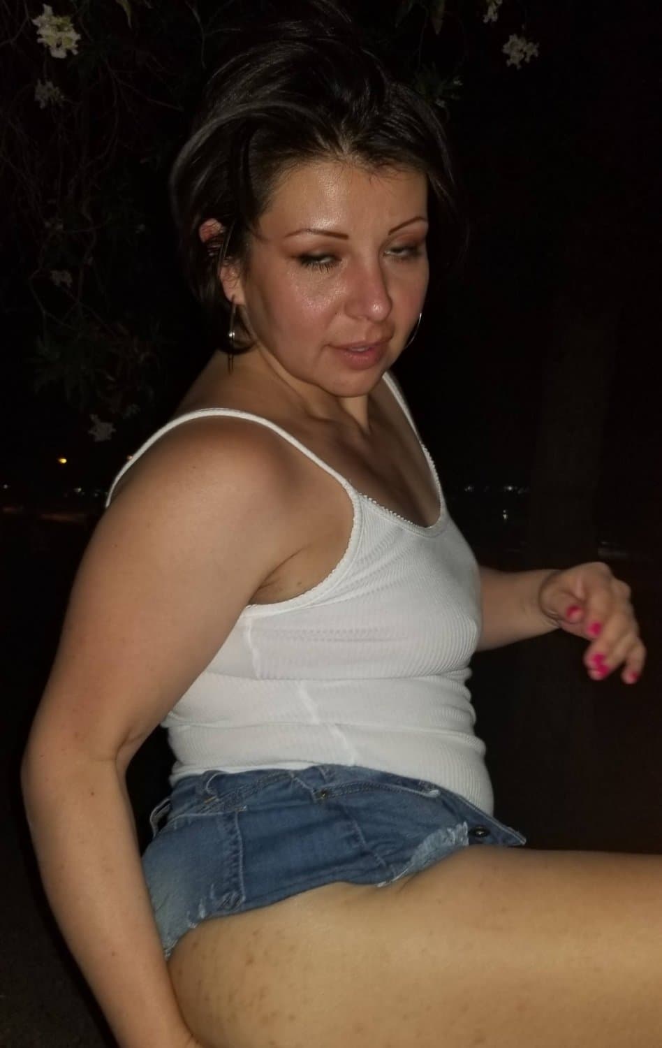 Milf Shows Her Tits And Period Pussy In The Park After Dark