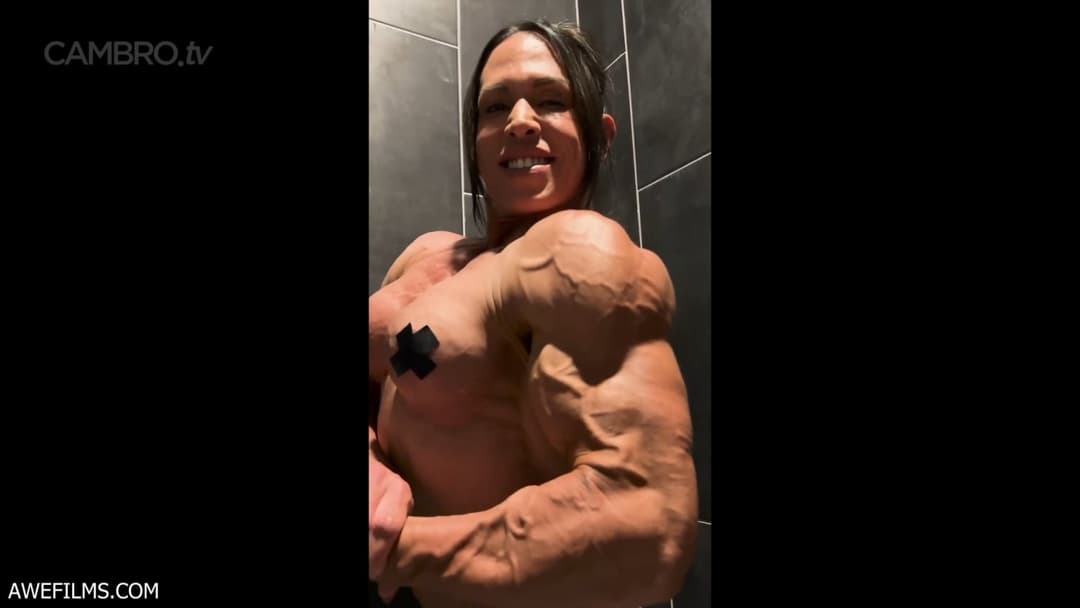 Mrs Priami naked bodybuilding show, an outrageous exhibition of hypertrophic muscles & veins