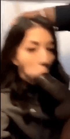 Airplane toilet BBC blowjob