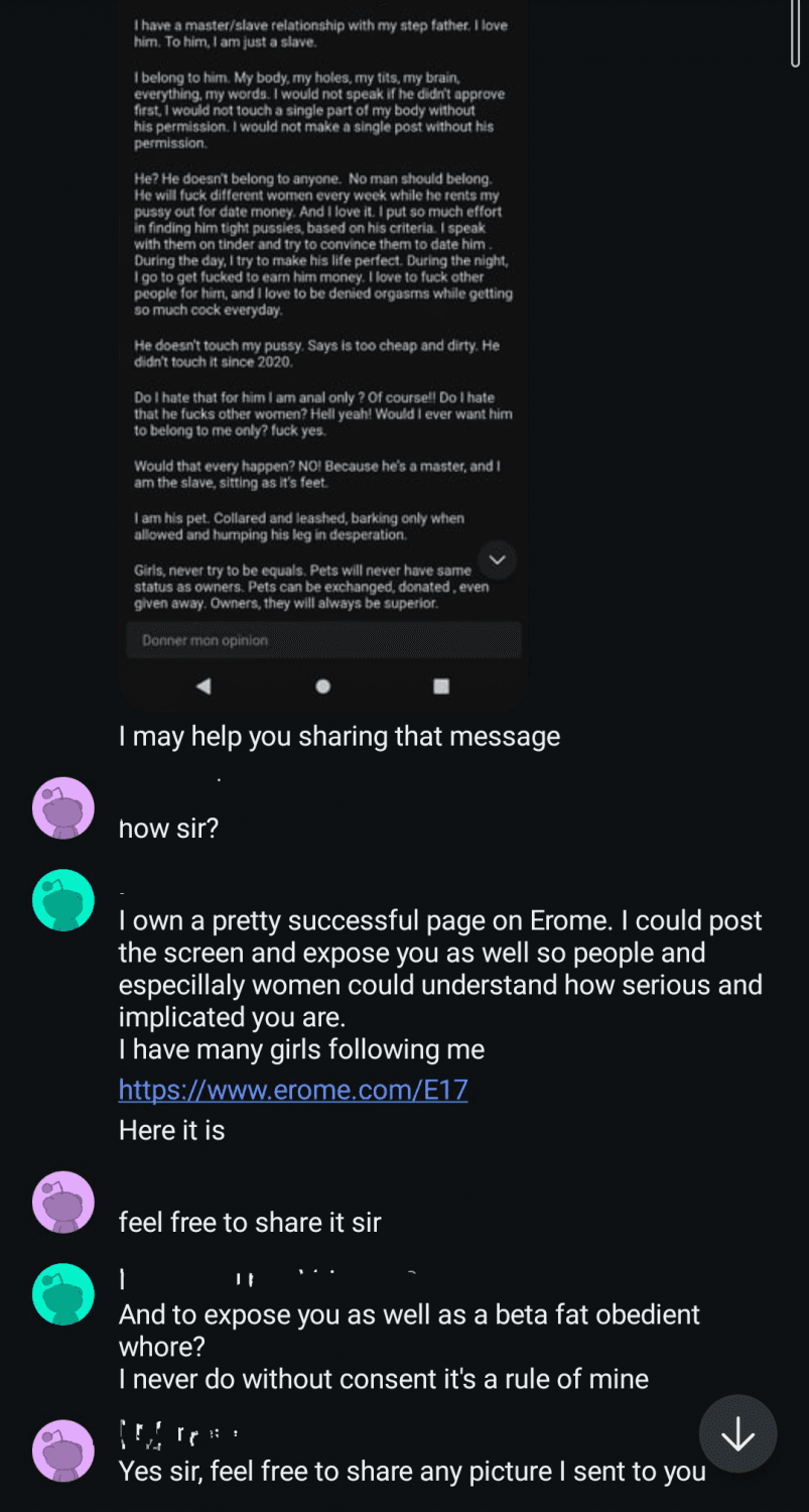 She called herself Stupidbutbigass and has a message to share with women on last screen