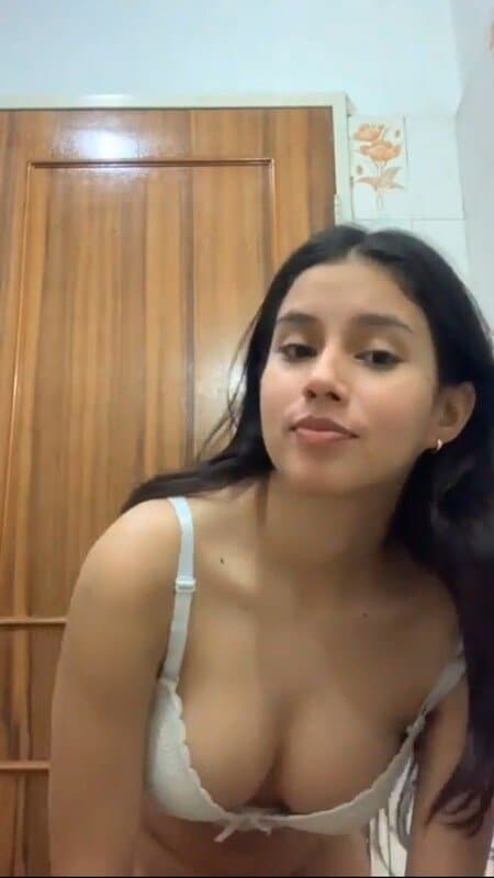 Perfect body busty girl undressing and fingering Indian NRI desi