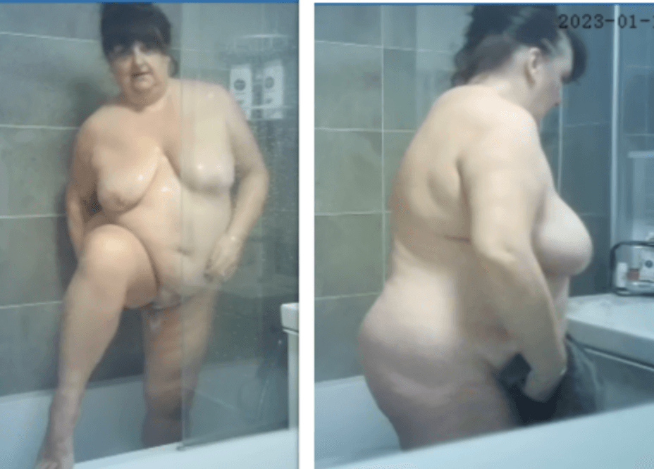 Amateur Milf BBW shower spy