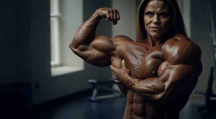 The strong flavour of her naked roided muscles turns every woman into a lesbian