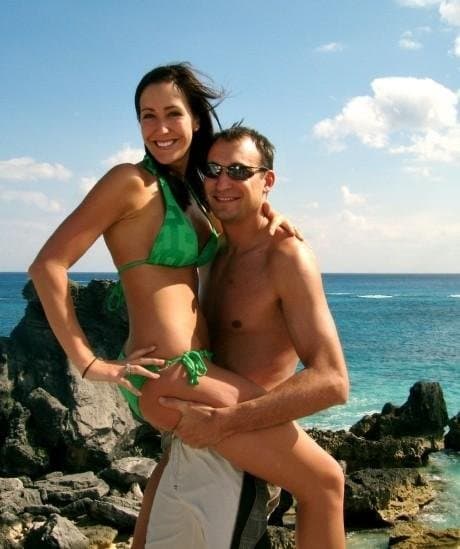 Gorgeous brunette wife shows off her new tits