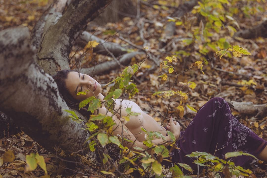 Sabrina Haze a.k.a. Chiyuki Haze from Michigan naked in the woods