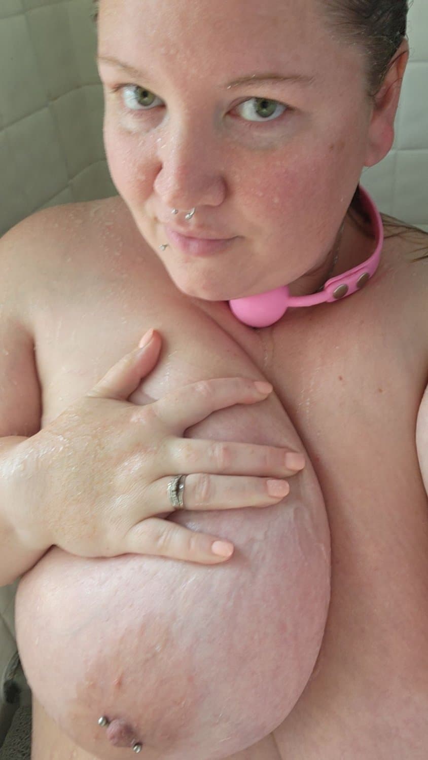 BBW Big Boobs MILF Shower Ball Gag