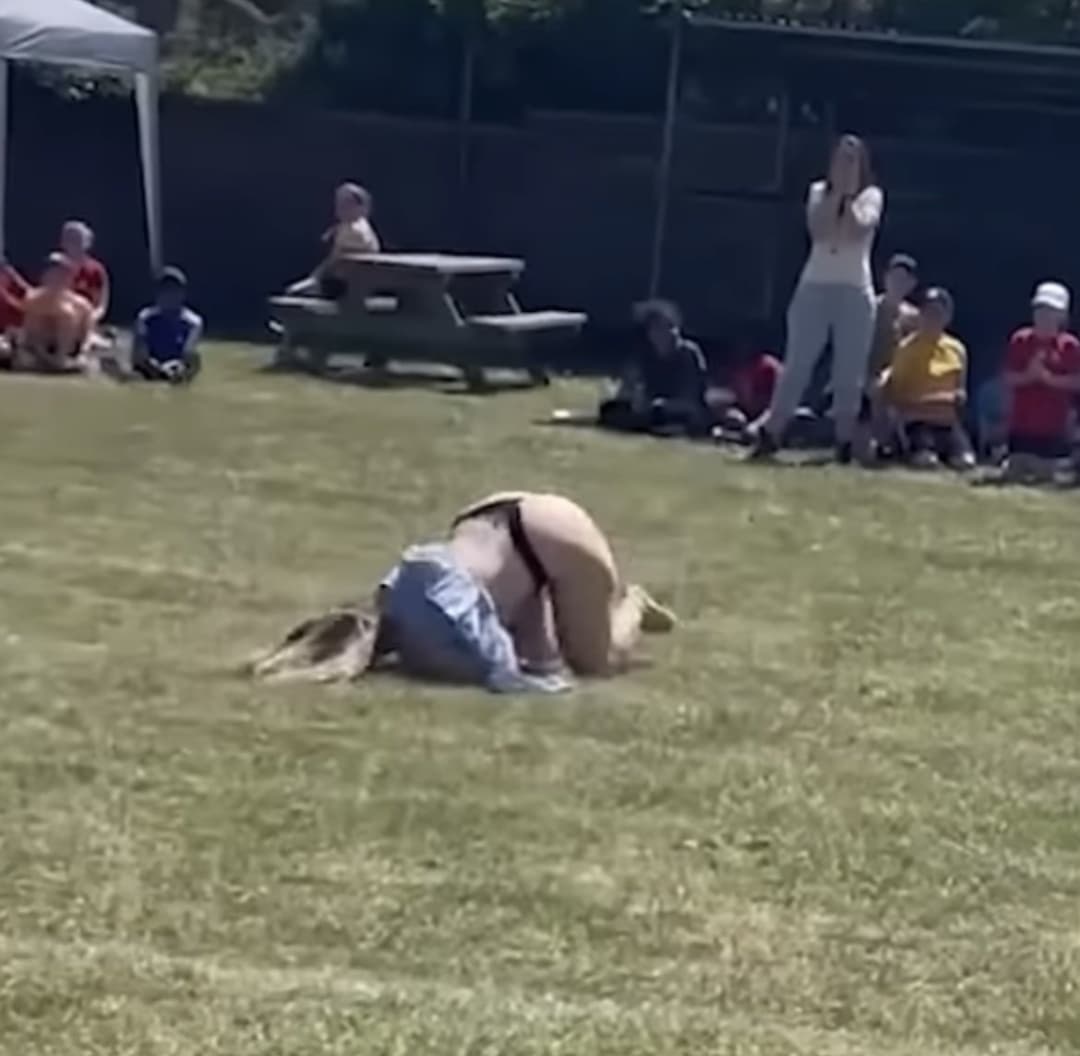 Mom Falls And Shows Ass