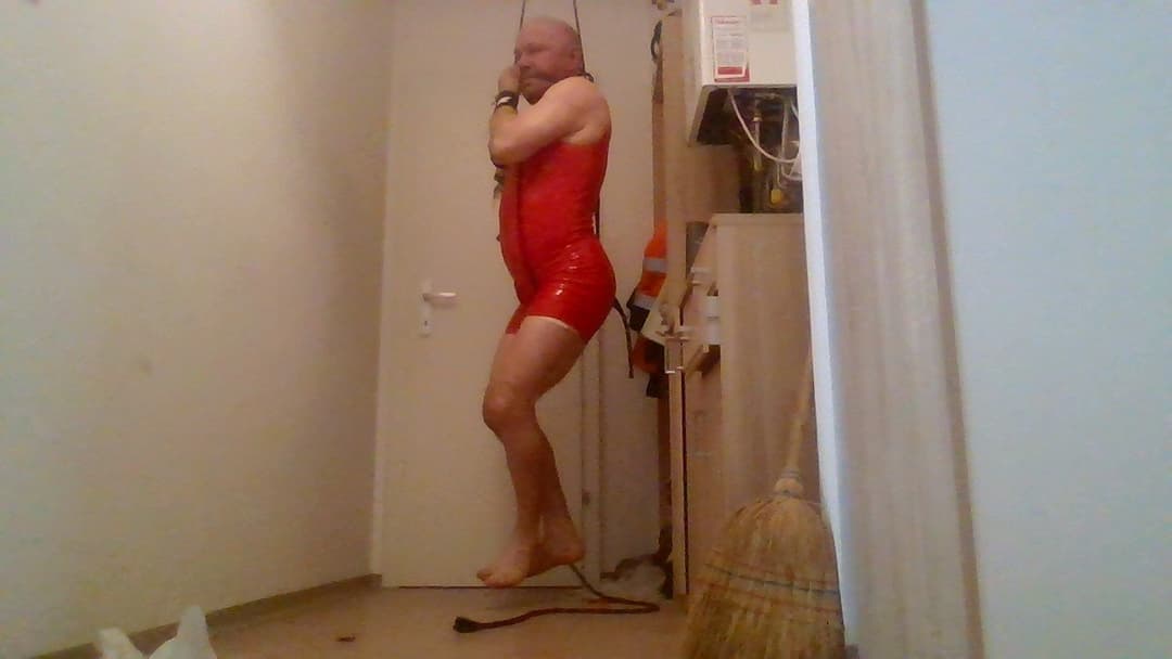 PigSlaveAndy in Latex Bondage