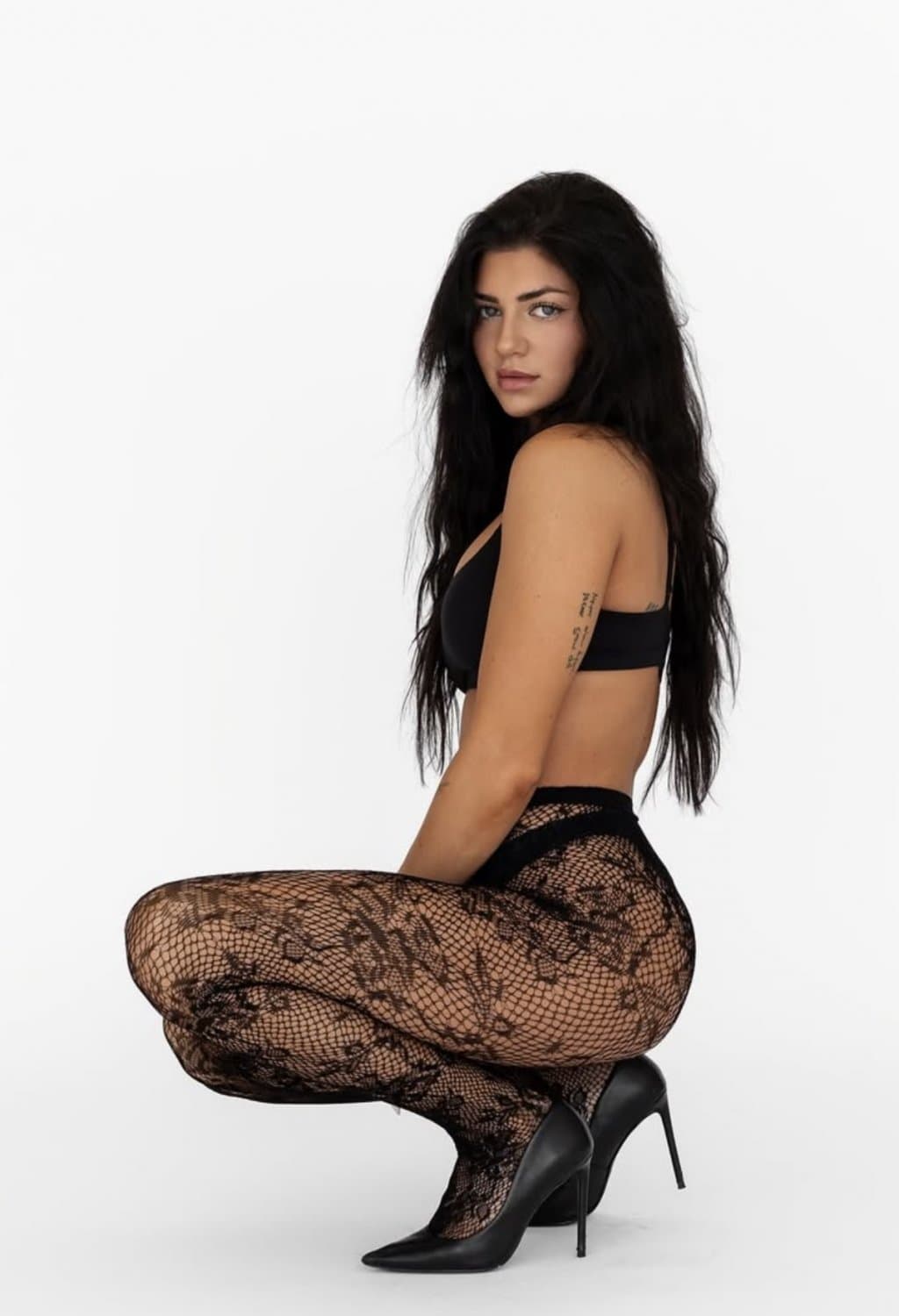 College amateur model shows off sexy body in lingerie & hosiery