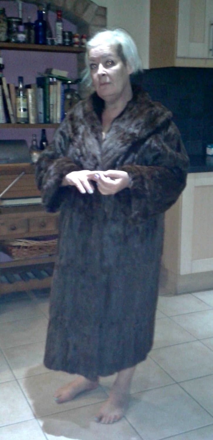 Fur coat and big pants