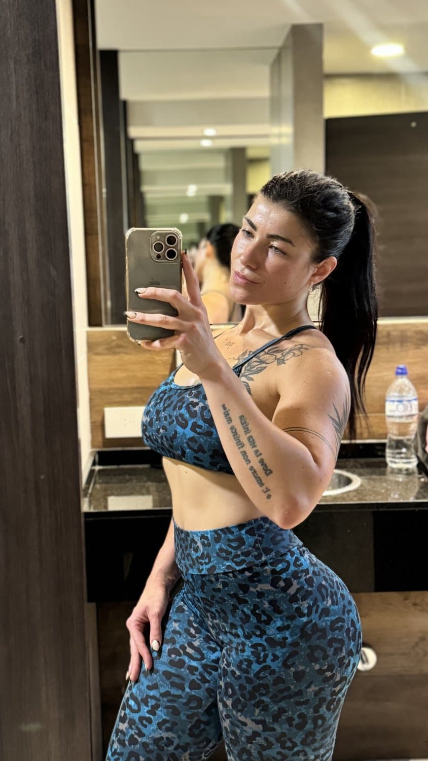 Showing off my body after a sweaty workout