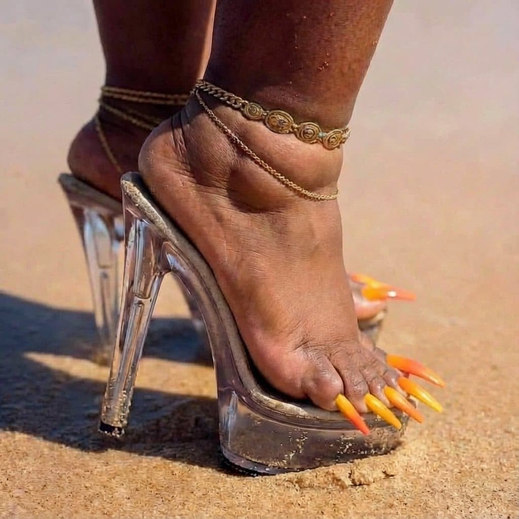 BBW Ebony feet toes long nails xxx