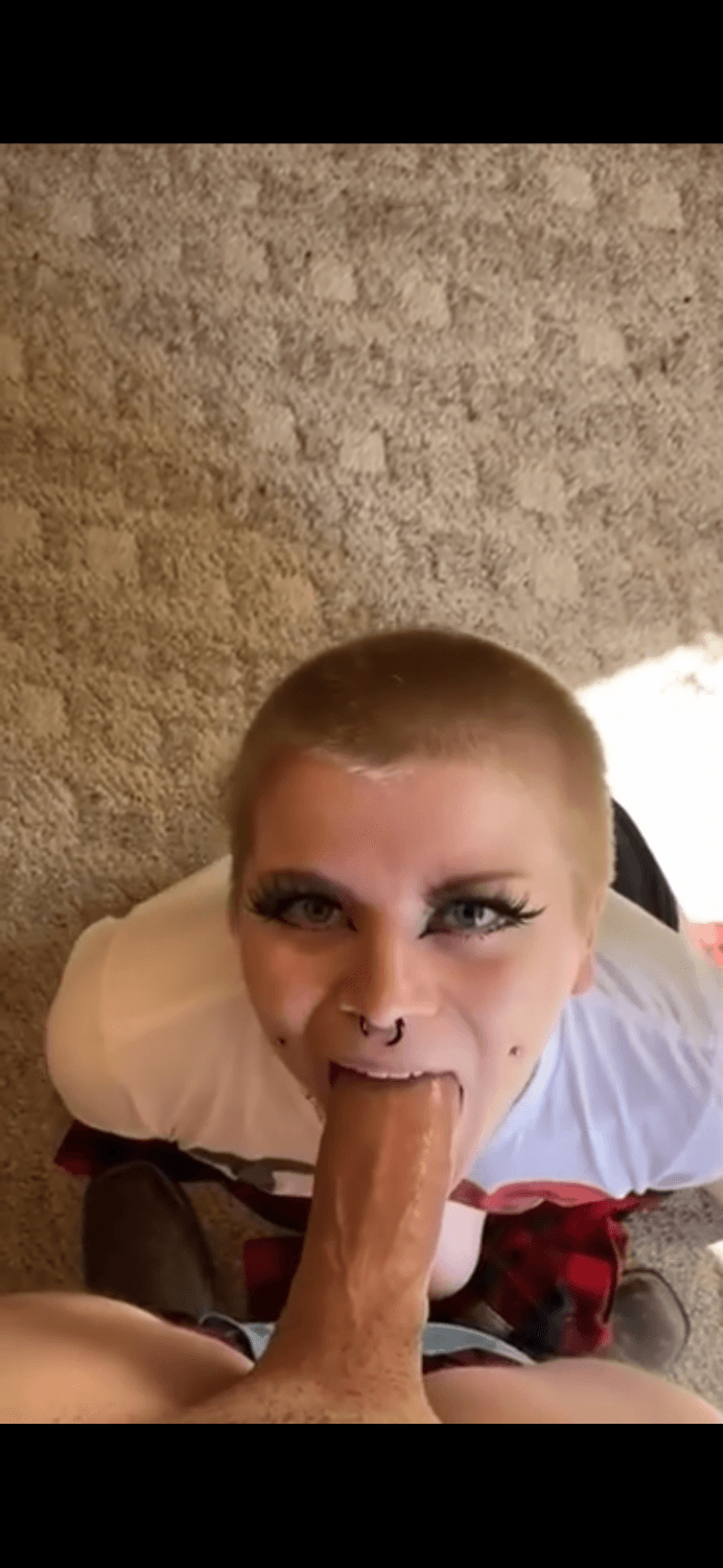 Bald Girl Swallows Huge Cock