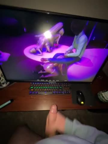 horny pervy gamer enjoying a monday night