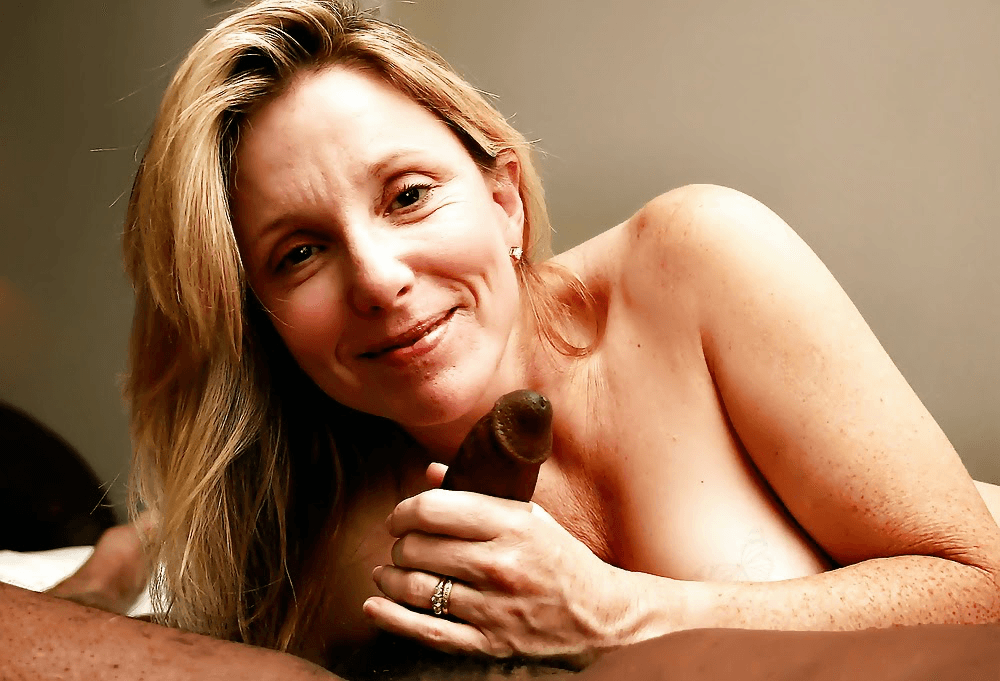 Gorgeous Blonde Mature loves black cock