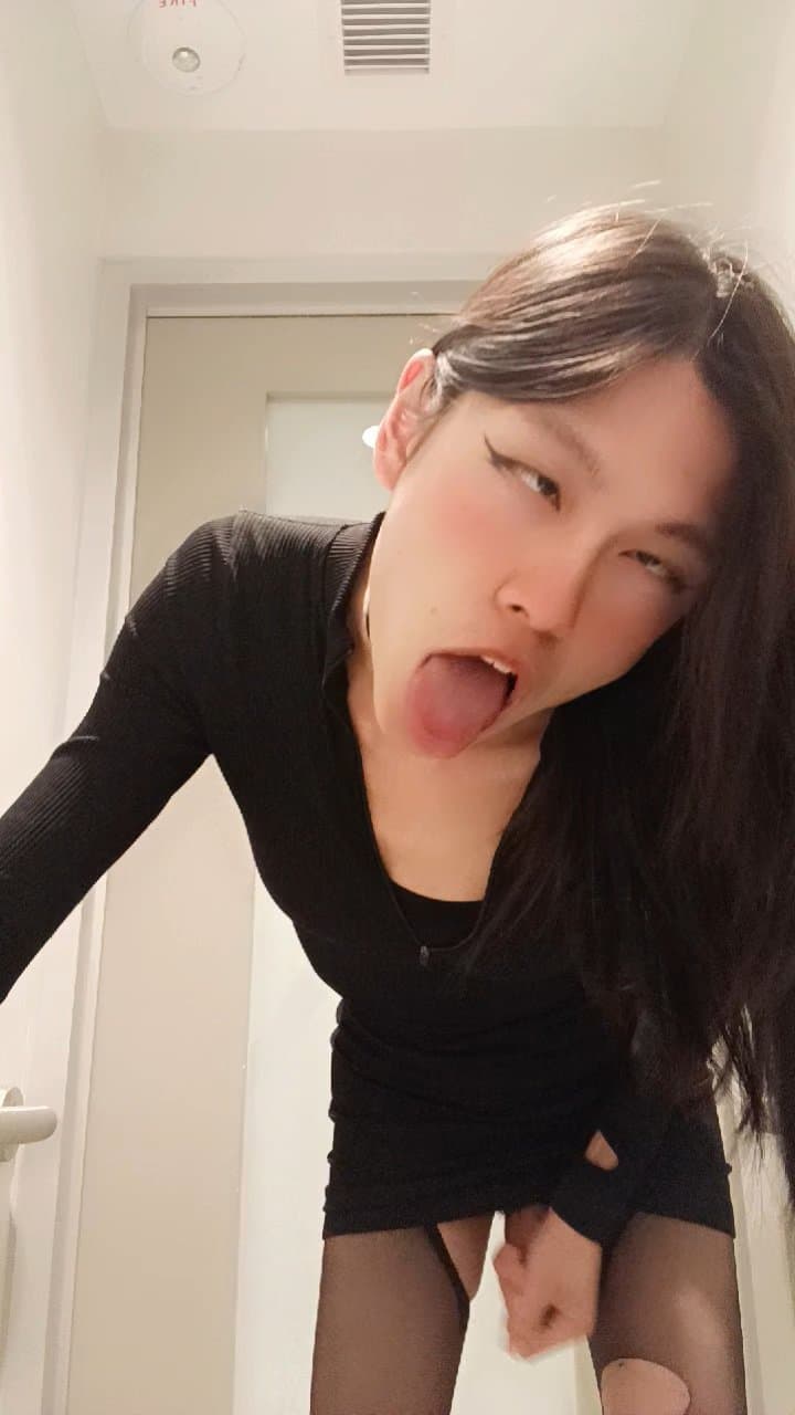 Femboy masturbating in school bathroom, wishing someone can fuck me into a drooling ahegao whore