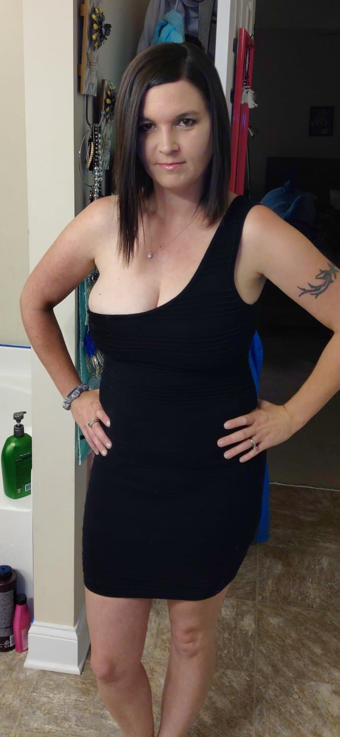Milf Jen poses in her little black dress