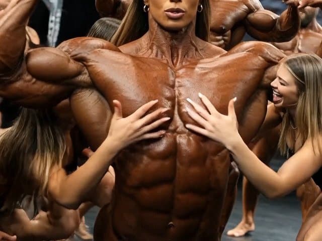 Click to view full size The naked bodybuilding show now is turning to a wild lesbian muscle orgy