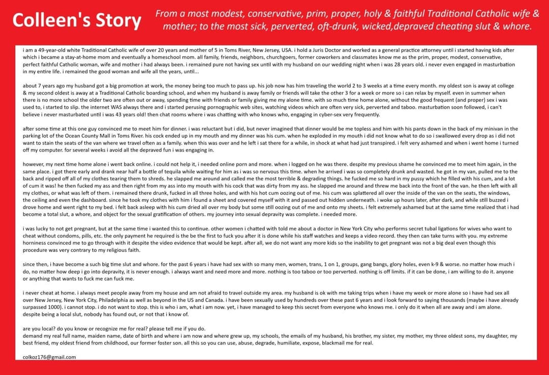 Mrs Colleen K - cheating Catholic wife in Toms River, NJ - part i