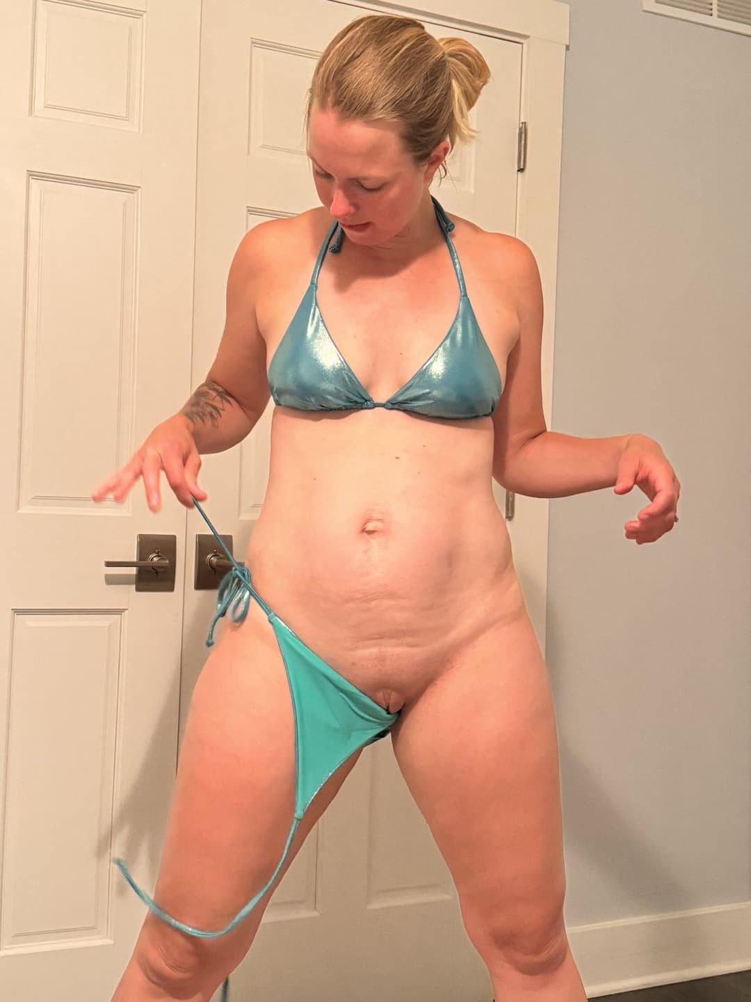 Amateur slut wife bikini strip
