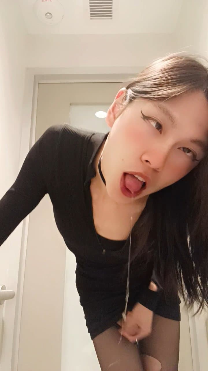 Femboy masturbating in school bathroom, wishing someone can fuck me into a drooling ahegao whore