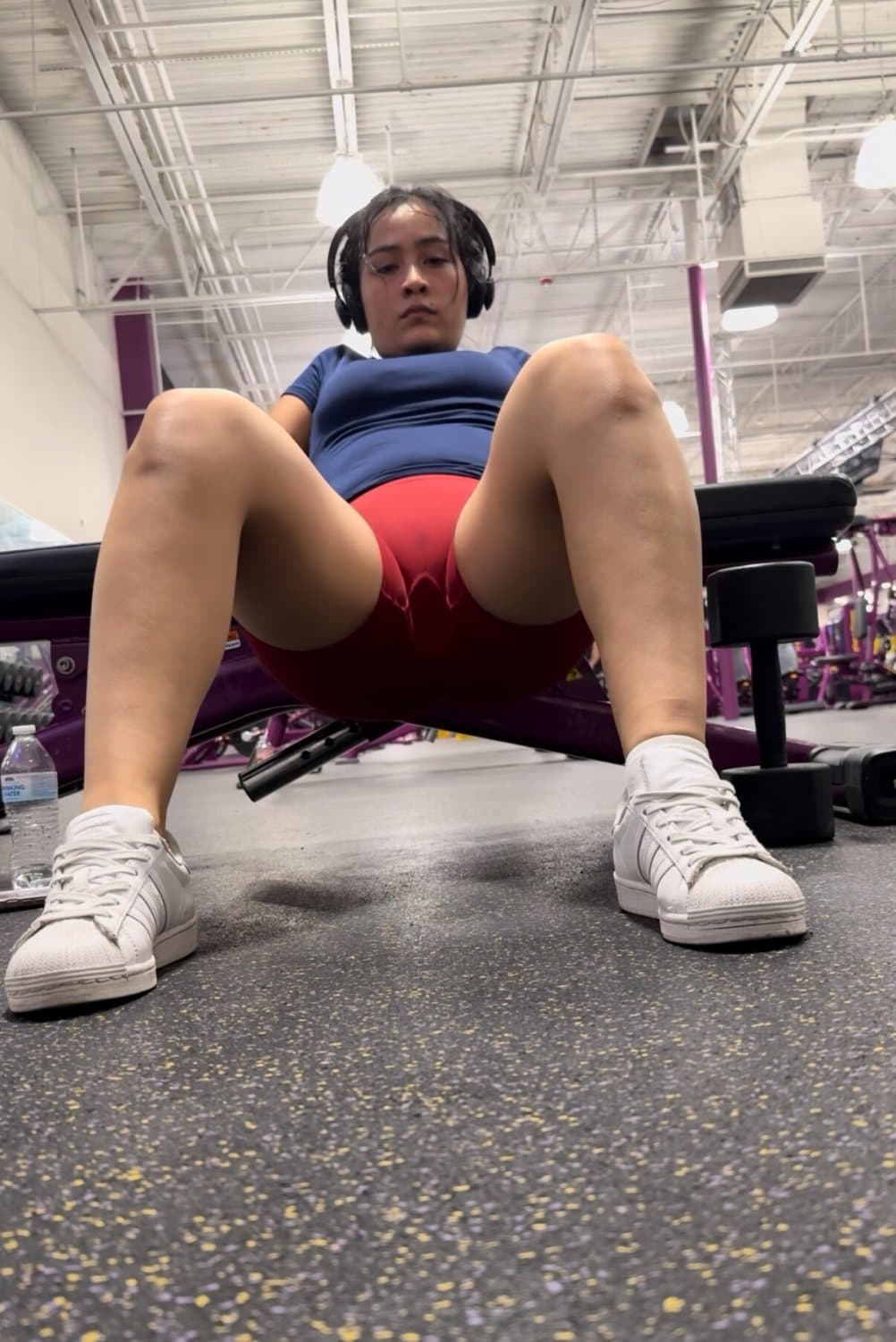 Creepshot Latina red gym shorts