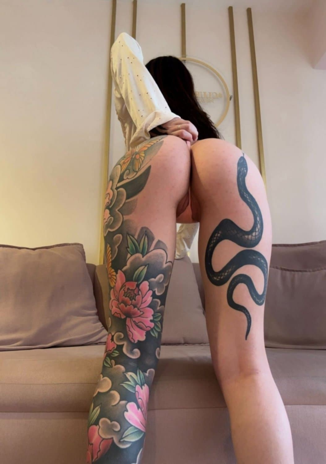 How do you like this view of my shaven pussy and ass whilst I’m tied up