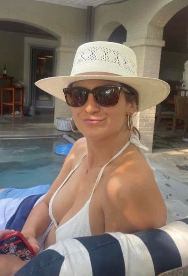 News reporter Kaitlan Collins shows off her slutty bikini beach body and a whore fuck me mouth