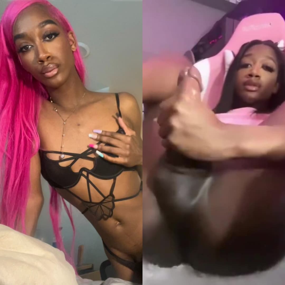 Trans Ebony Gamer Teen Luv Masturbating [Femboy, Shemale, Tranny, Trap]