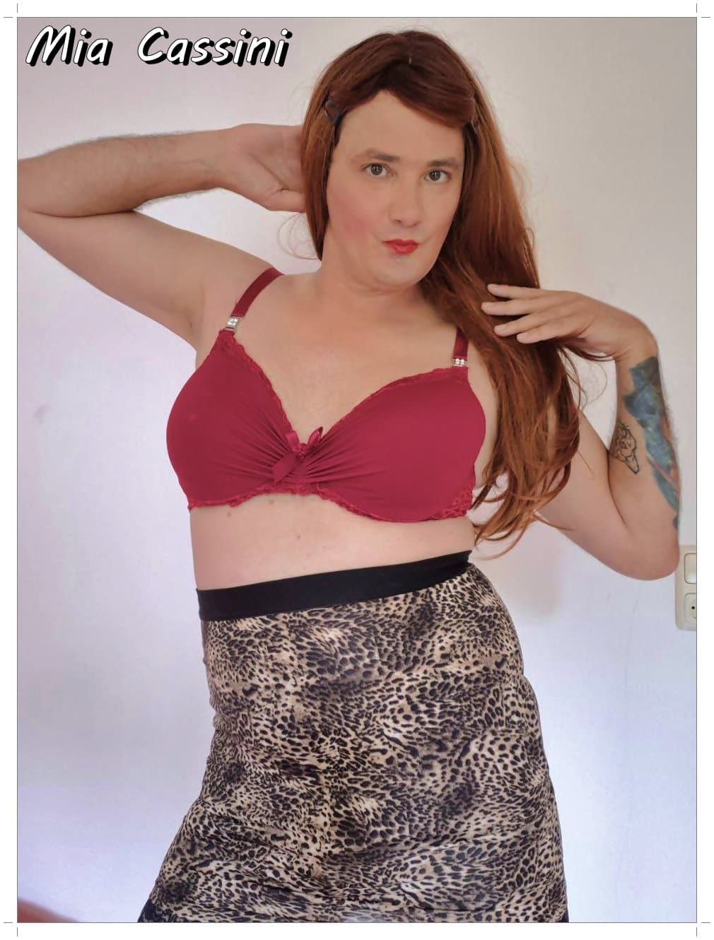 Red Lingerie and Miniskirt