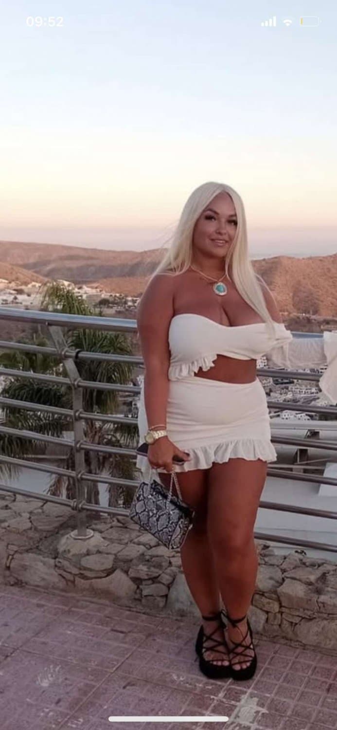 Chubby big boobed blonde